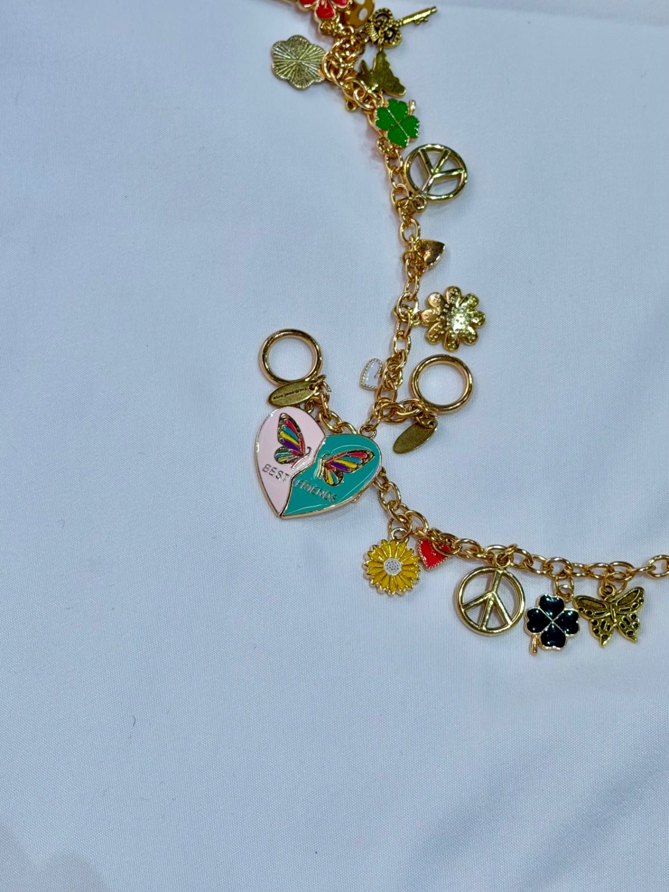 Best Friends Boho Blue Heart Charm Bracelet