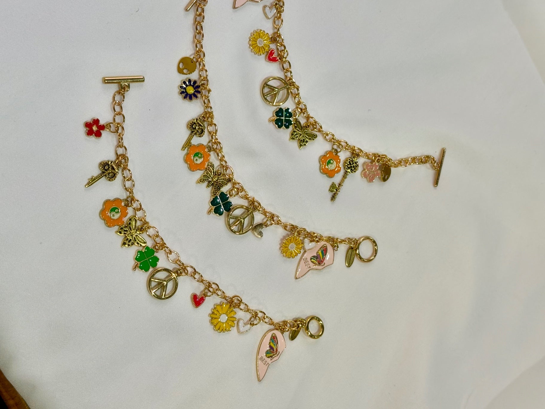 Best Friends Boho Pink Heart Charm Bracelet 