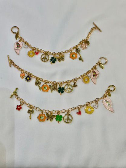 Best Friends Boho Pink Heart Charm Bracelet 