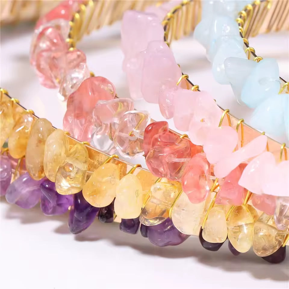 💛 Citrine Crystal Chip Headband