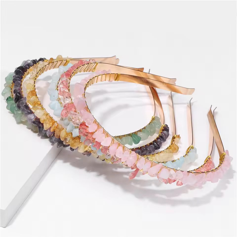 💛 Citrine Crystal Chip Headband