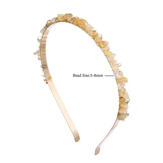 💛 Citrine Crystal Chip Headband