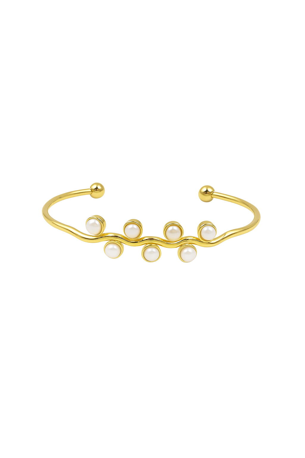 🌙 Gold Freshwater Pearl Adjustable Cuff Bracelet