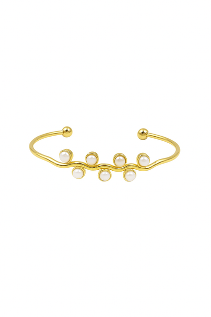🌙 Gold Freshwater Pearl Adjustable Cuff Bracelet