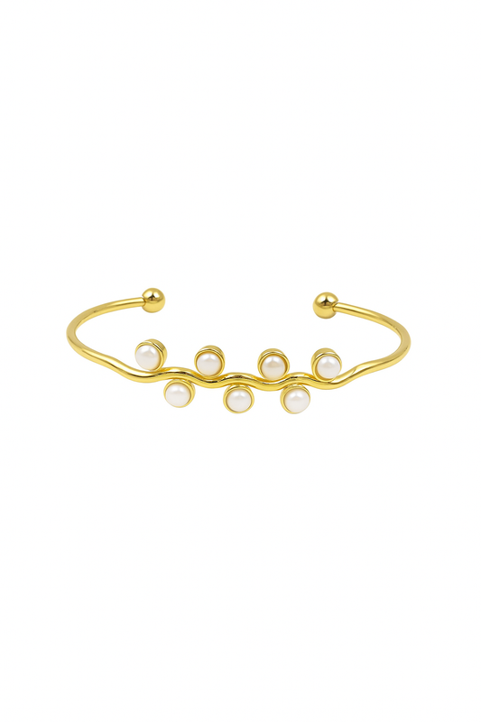 🌙 Gold Freshwater Pearl Adjustable Cuff Bracelet