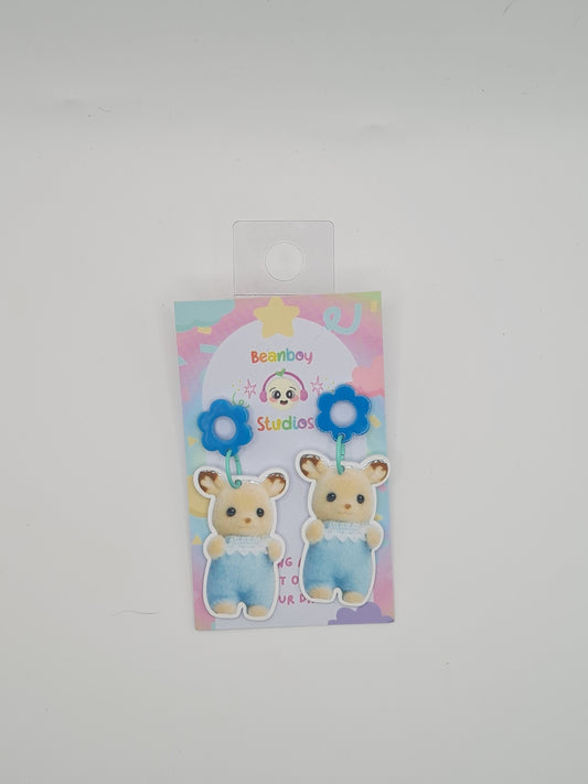 cute blue deer earrings