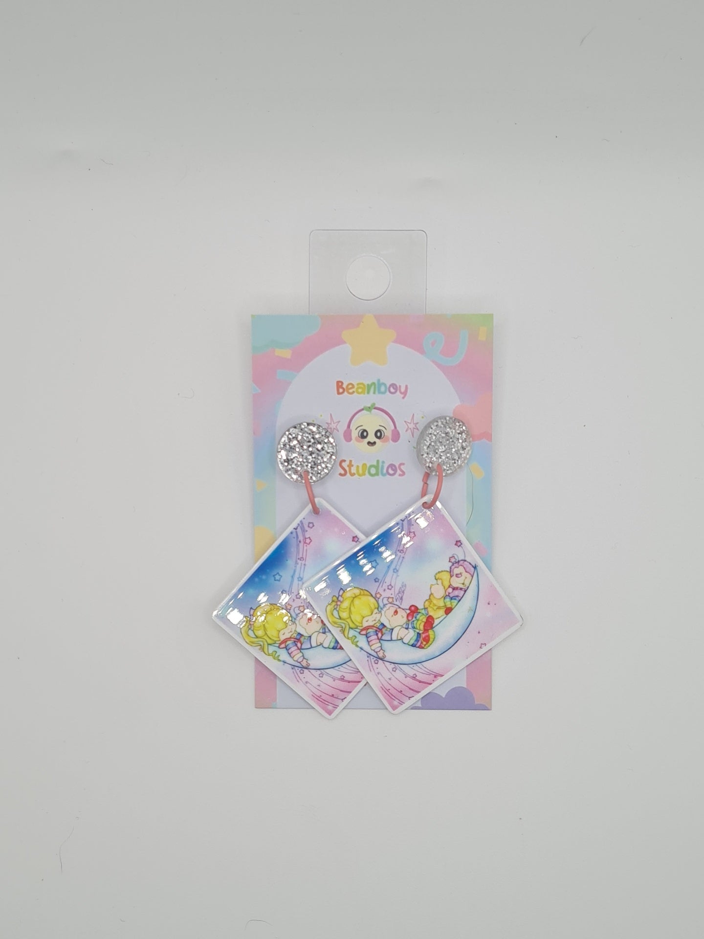 rainbow moon earrings