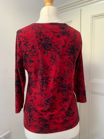 red & black floral top