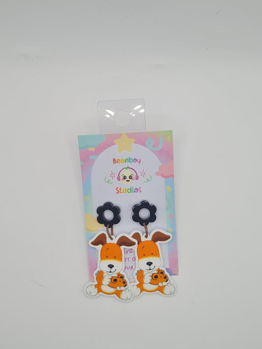 orange dog earrings