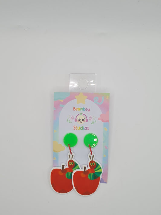 caterpillar apple earrings