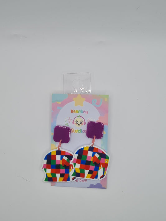 colourful elephant earrings