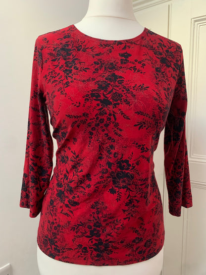 red & black floral top