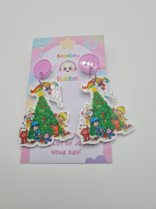christmas tree rainbow earrings