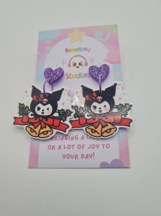 Christmas Black Cat Earrings