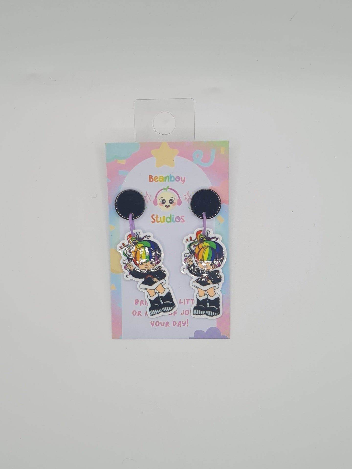 rainbow emo girl earrings
