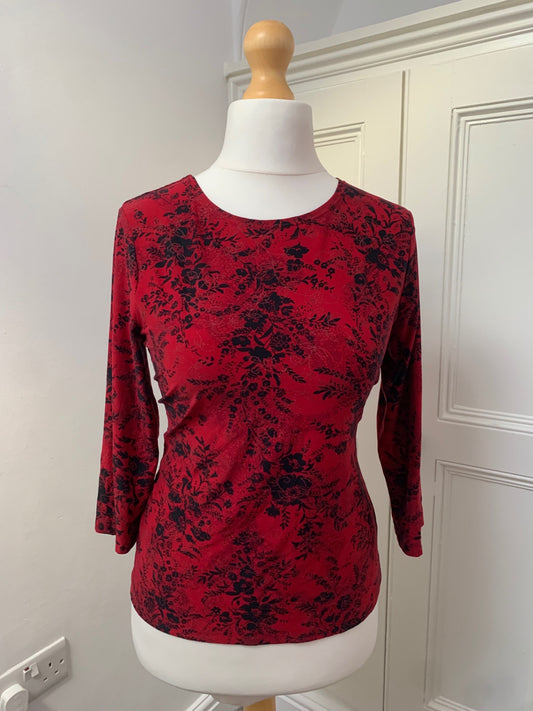 red & black floral top