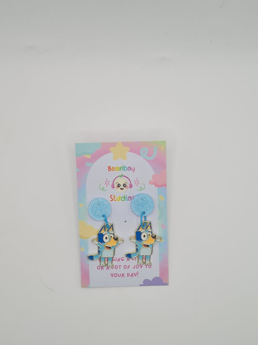 blue dog earrings