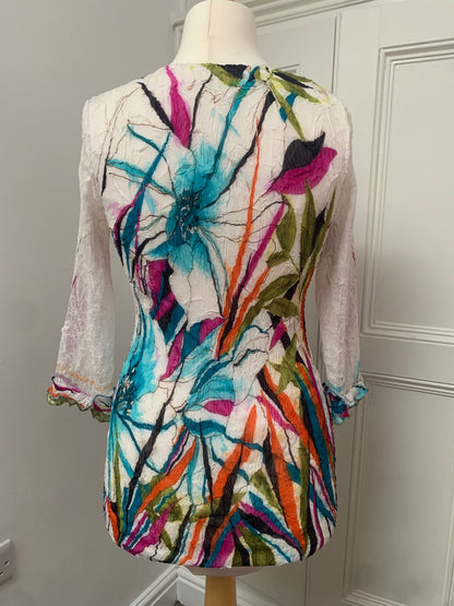 vintage unique multicoloured crinkle top 