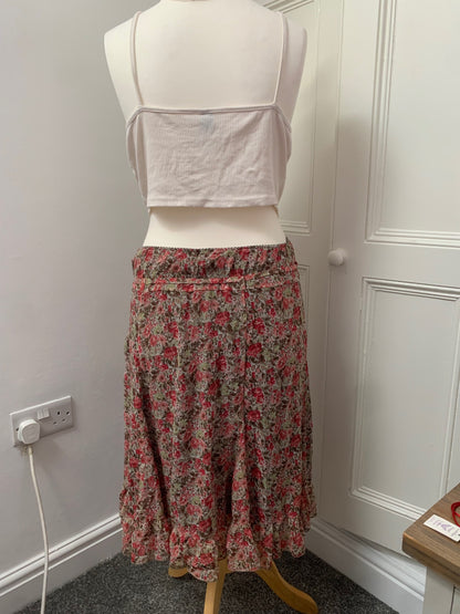 vintage green & pink floral skirt 