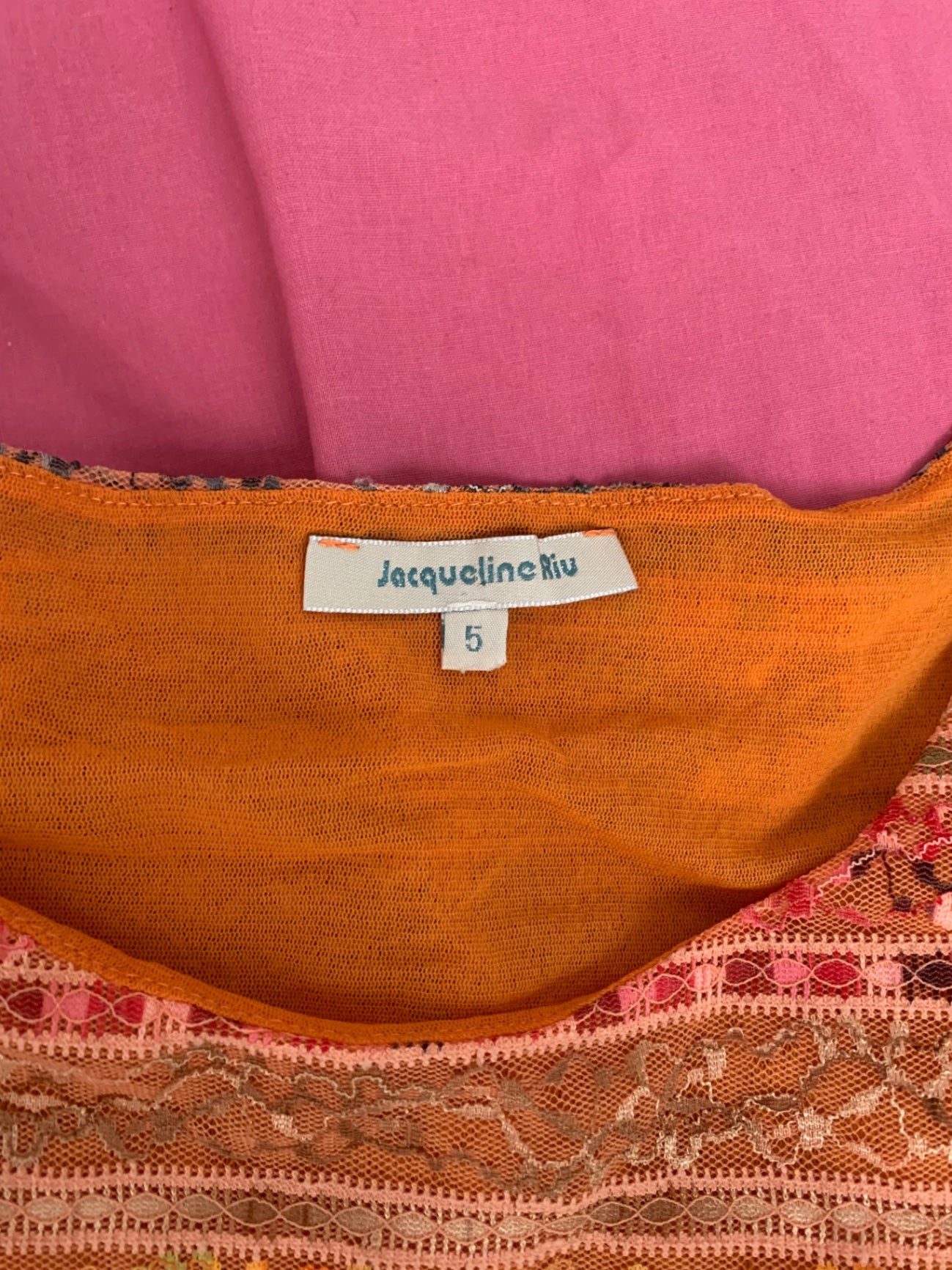 vintage orange & multicolour floral top