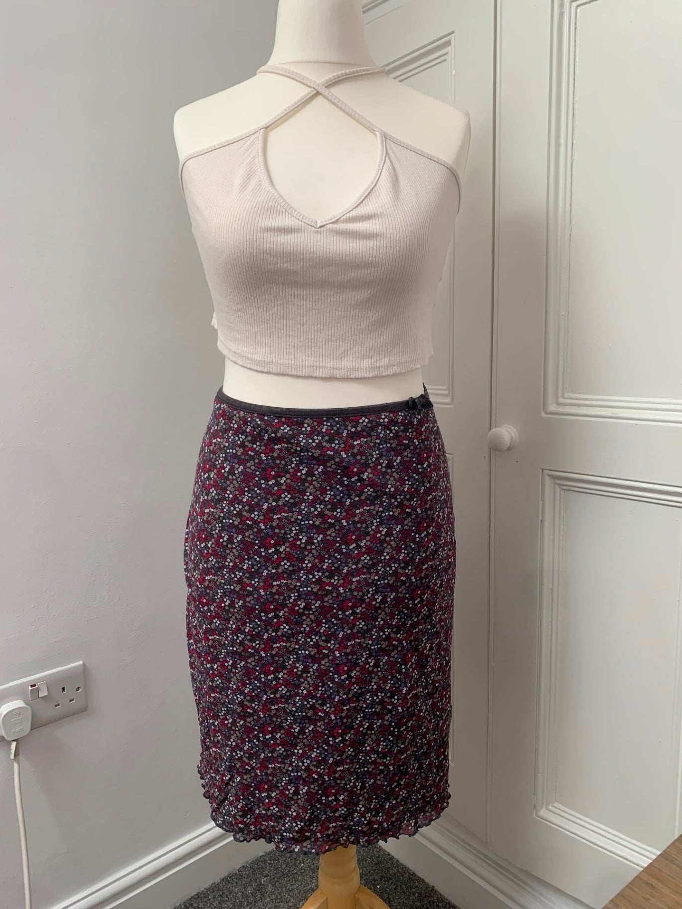 multicolour floral midi skirt 