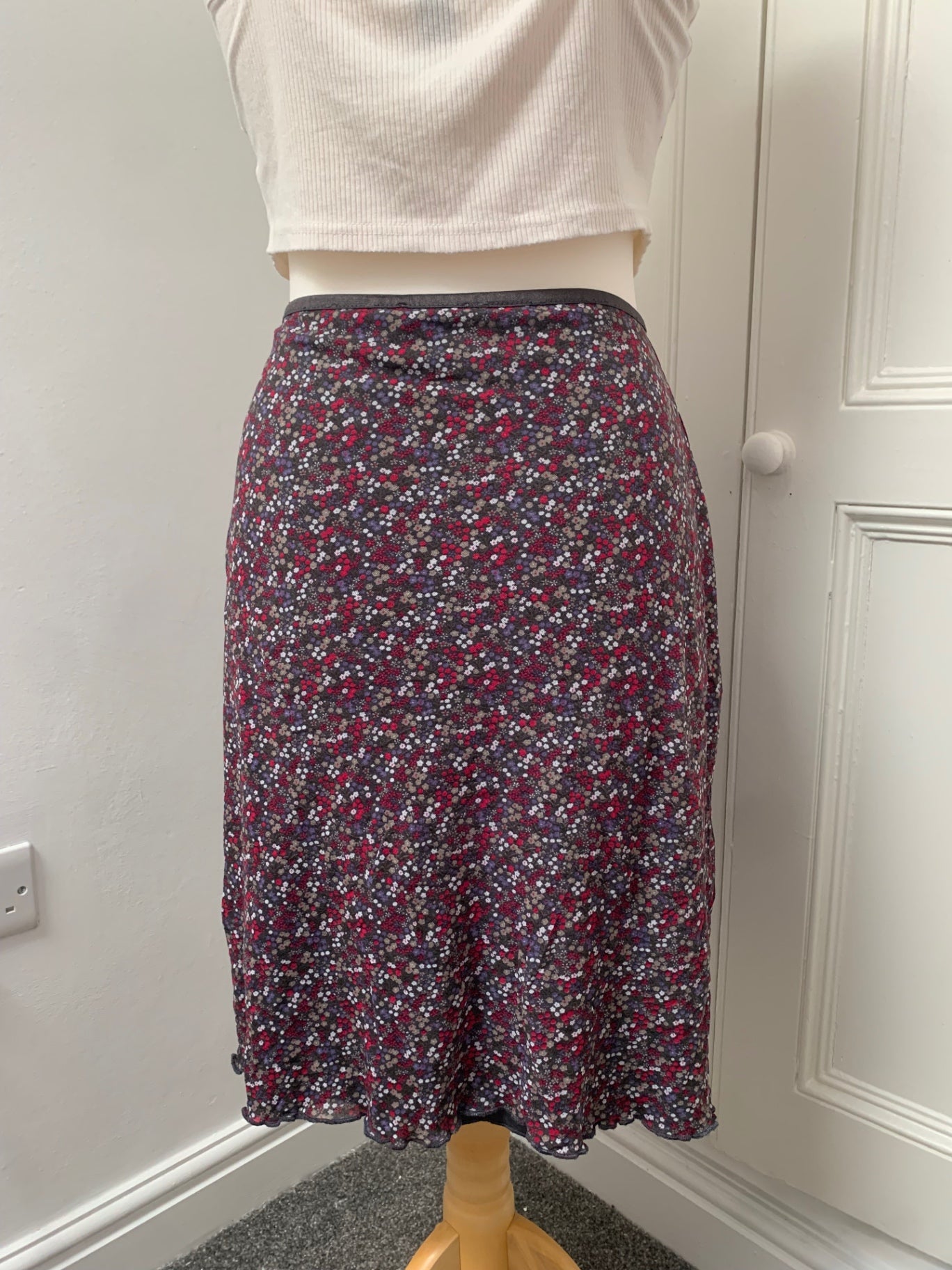 multicolour floral midi skirt 