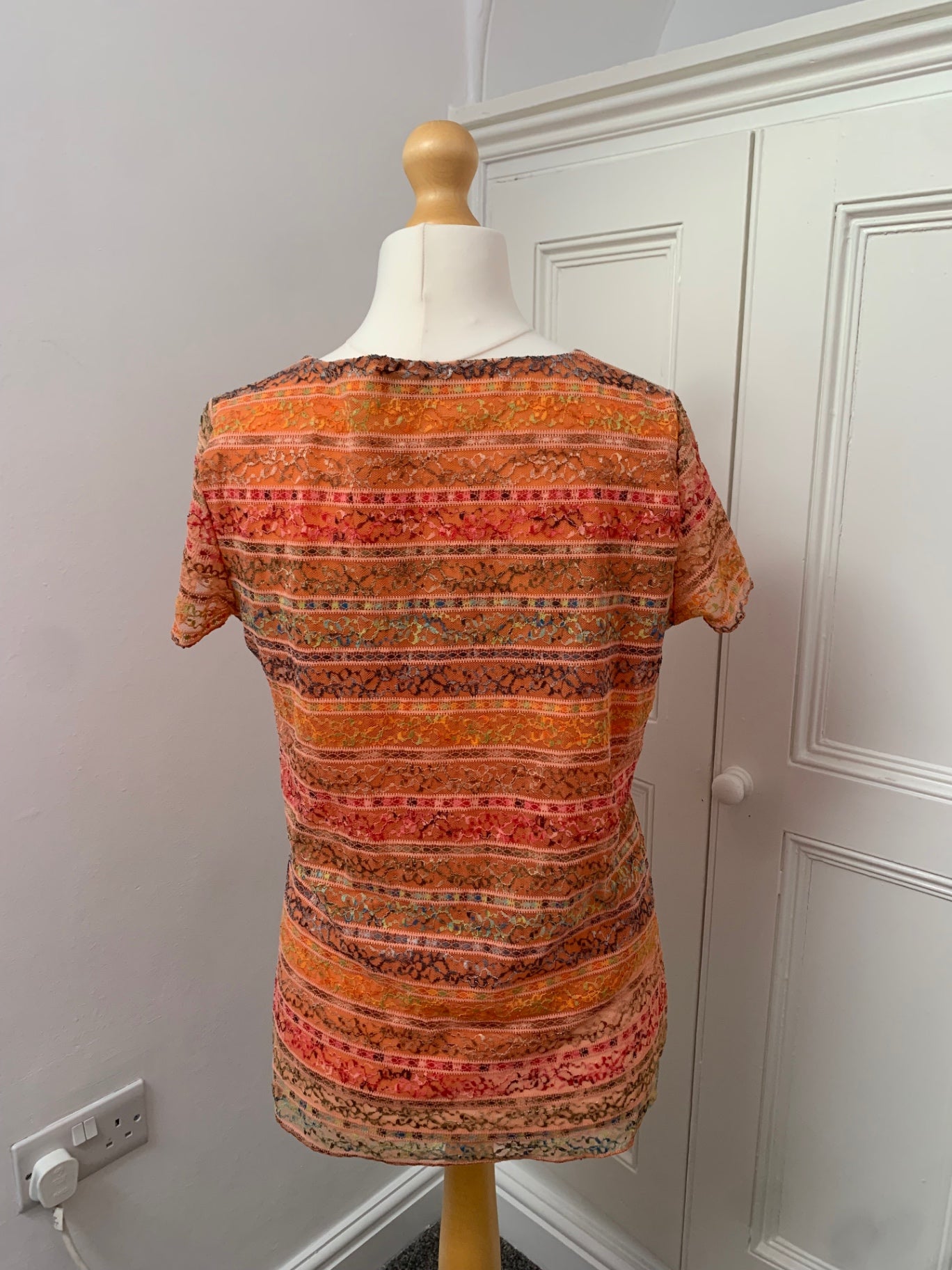 vintage orange & multicolour floral top