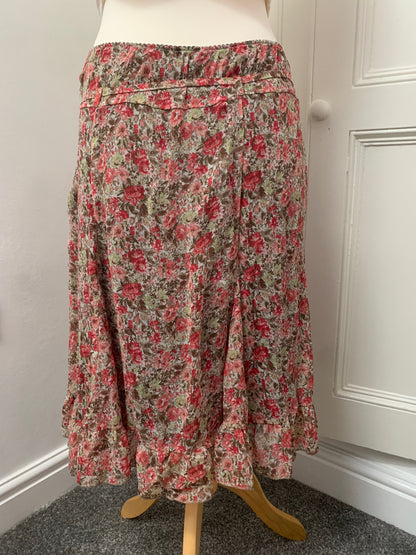 vintage green & pink floral skirt 