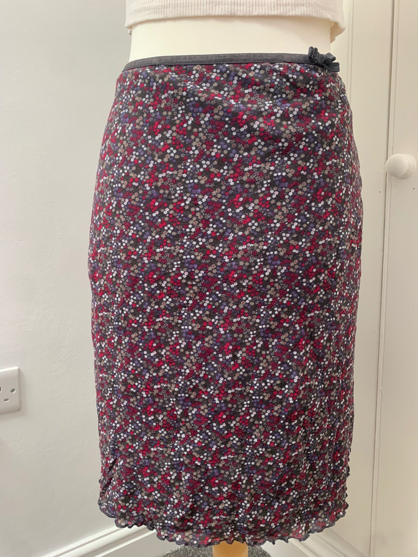 multicolour floral midi skirt 