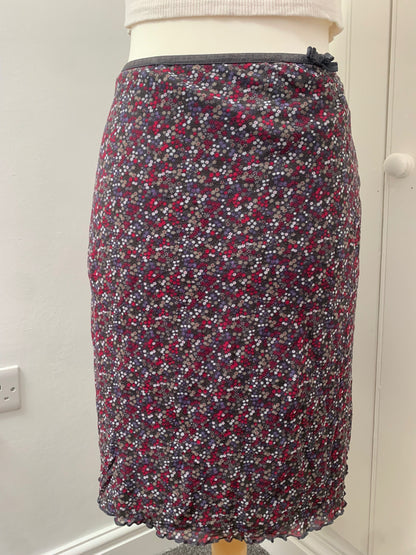 multicolour floral midi skirt 