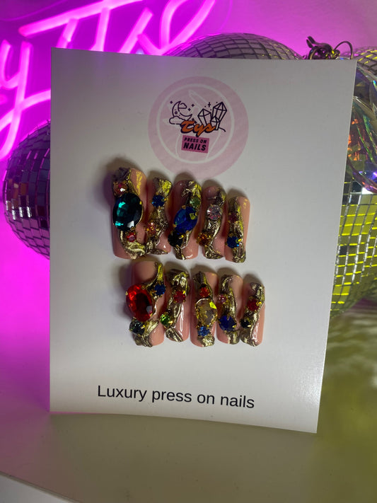 Large Gem Stones Gold on Nude