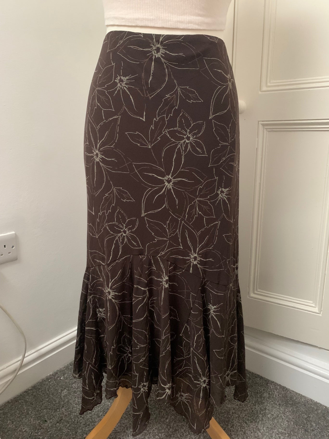 vintage brown floral skirt 