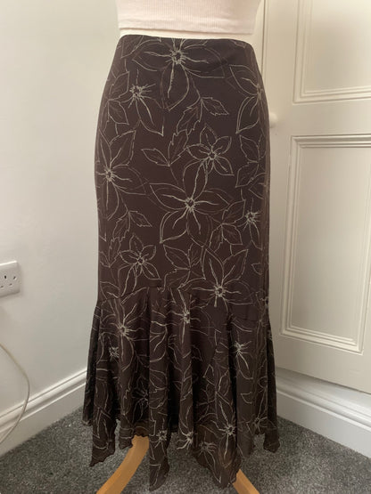 vintage brown floral skirt 
