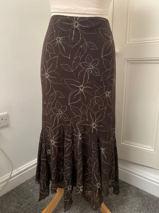 vintage brown floral skirt 