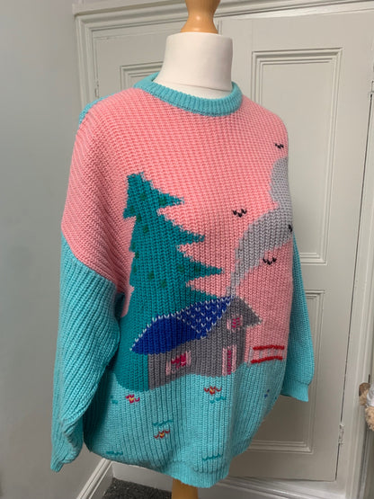 italian vintage winter scenery jumper