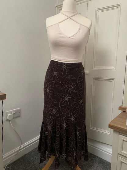 vintage brown floral skirt 