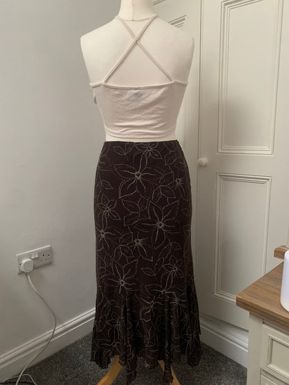 vintage brown floral skirt 