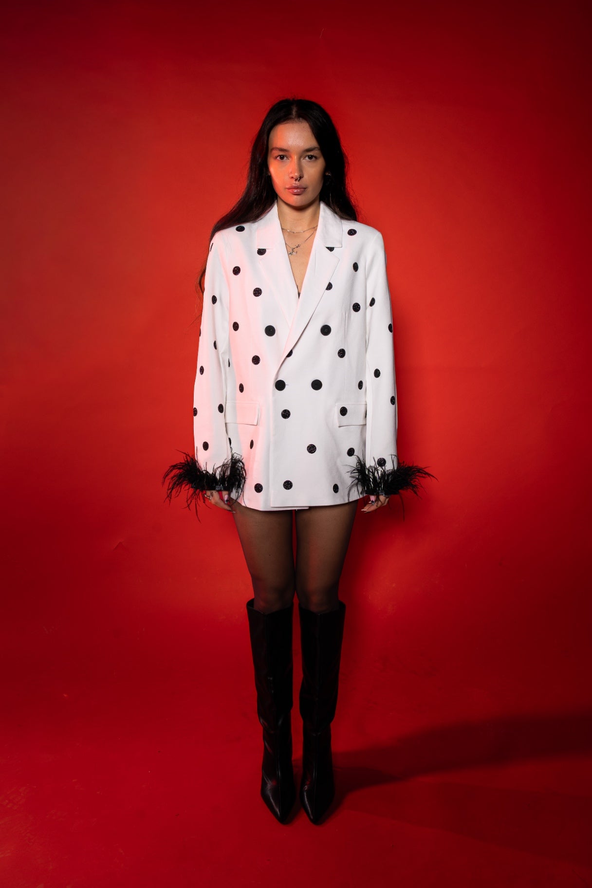 White Polka Dot blazer 