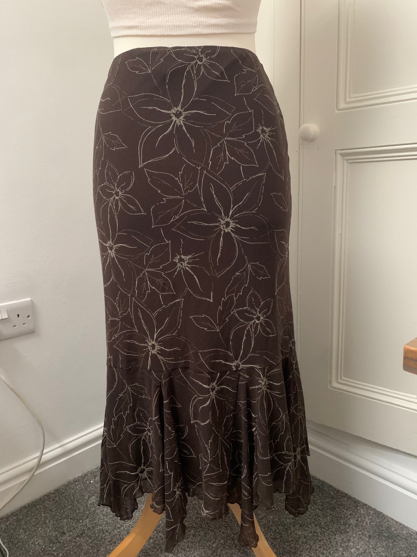 vintage brown floral skirt 