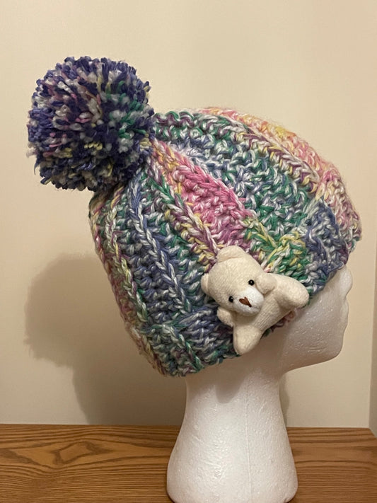 Multicoloured Pom Pom with bear