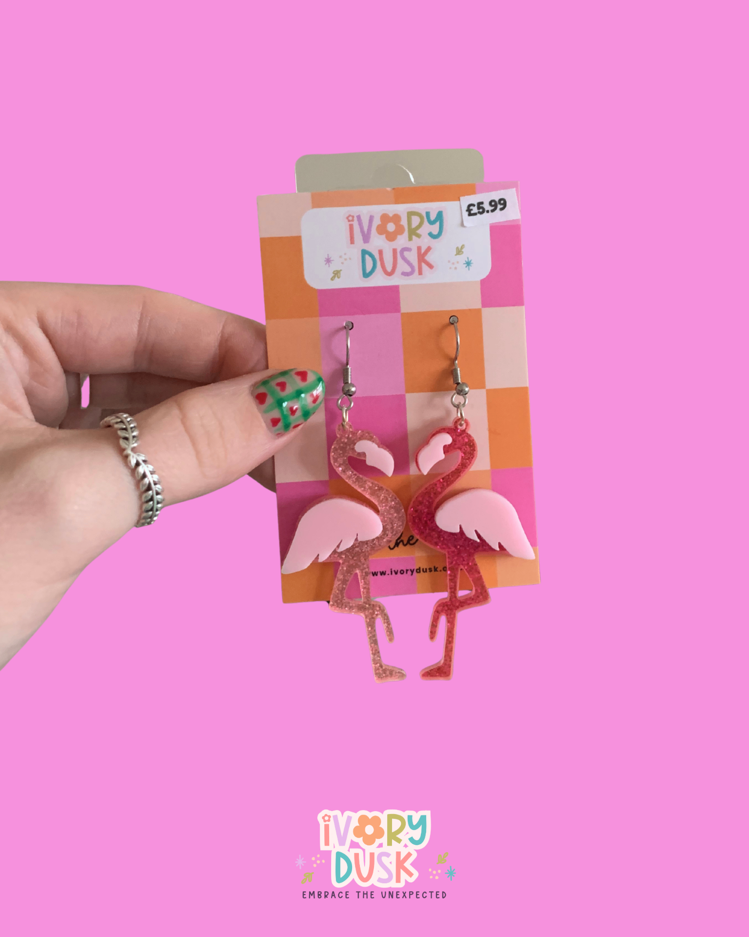 Mismatched flamingo earrings