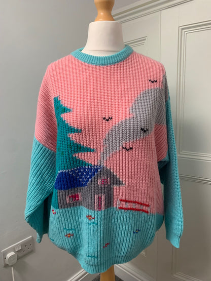 italian vintage winter scenery jumper