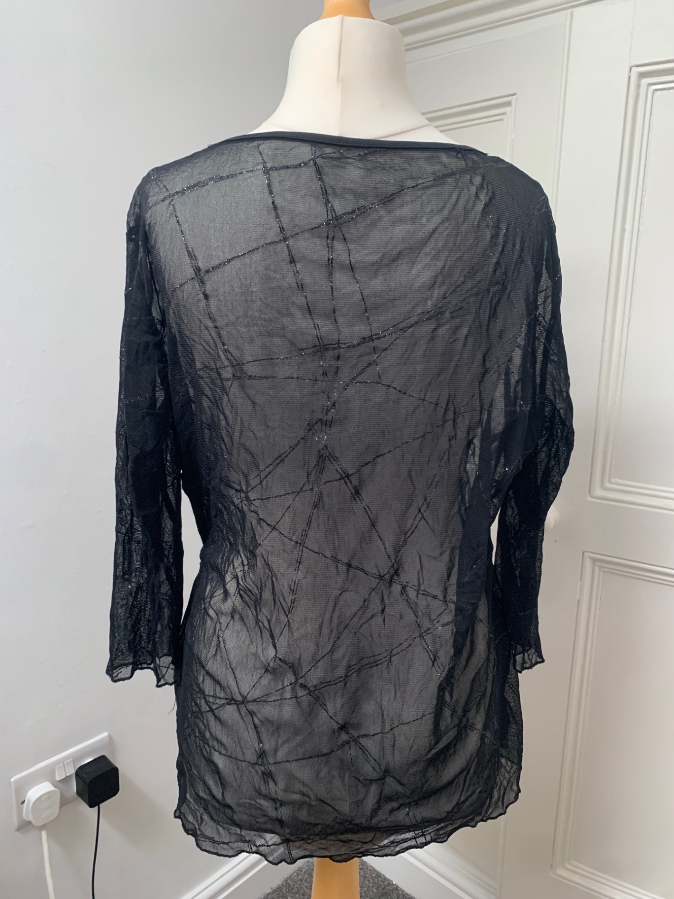 black glitter mesh top