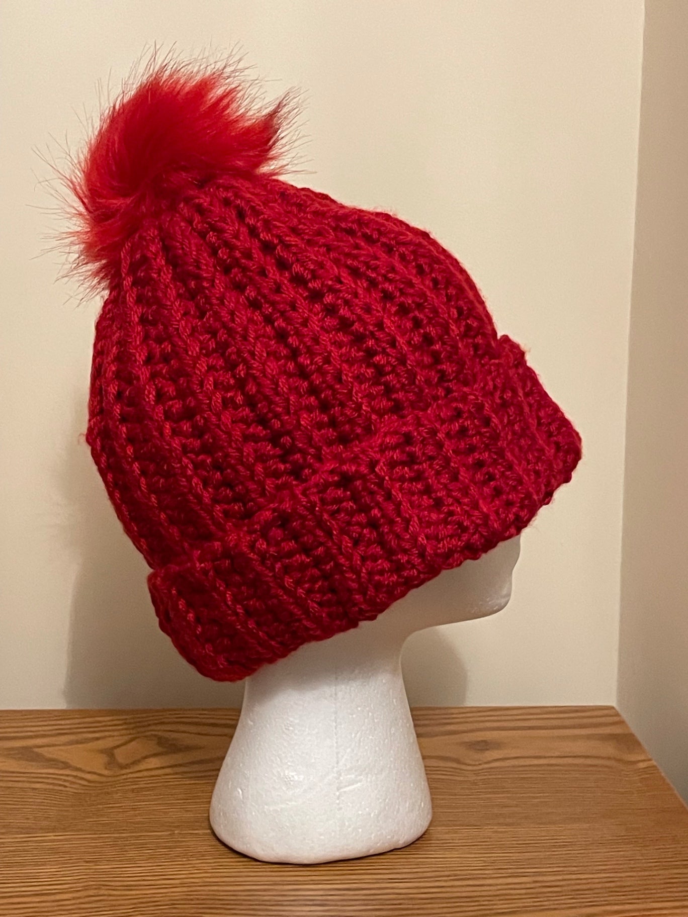 Red Pom Pom beanie 