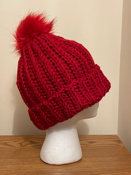 Red Pom Pom beanie 