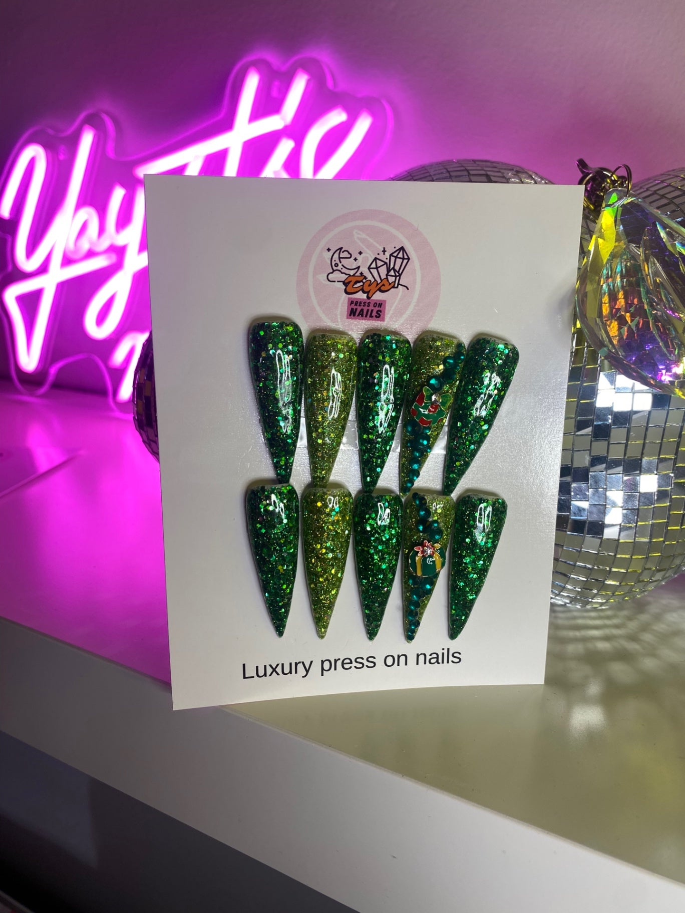 Festive Green Christmas presents