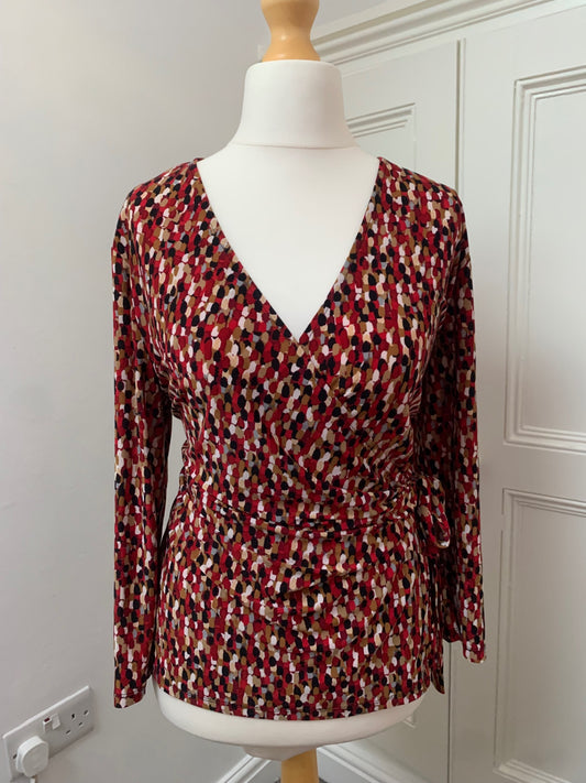 red & multicoloured spotted evan picone top