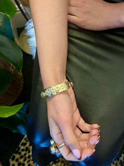Temple Cuff Bracelet – Moonstone & Molten Gold 