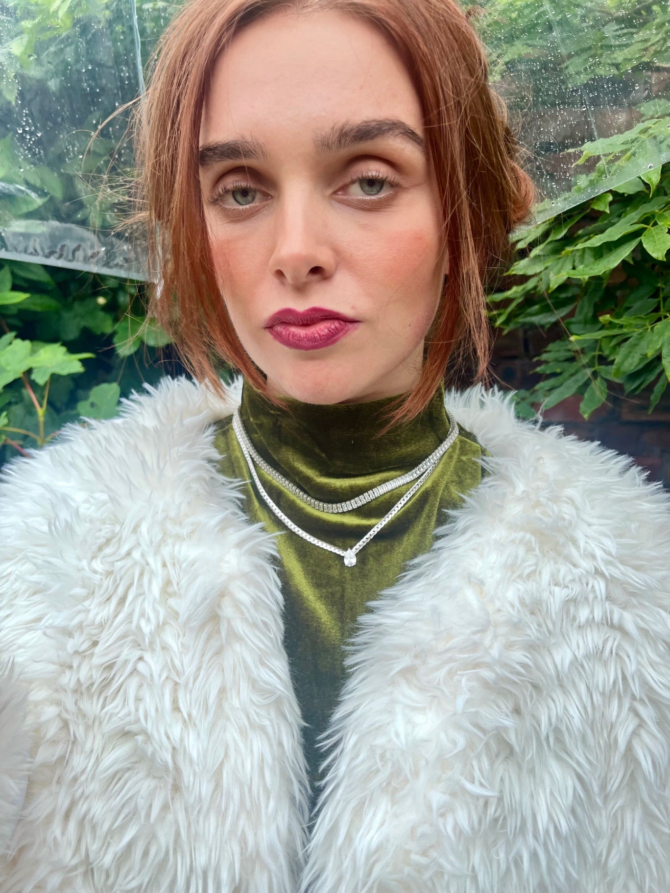 Silver Crystal Teardrop Necklace Stainless Steel