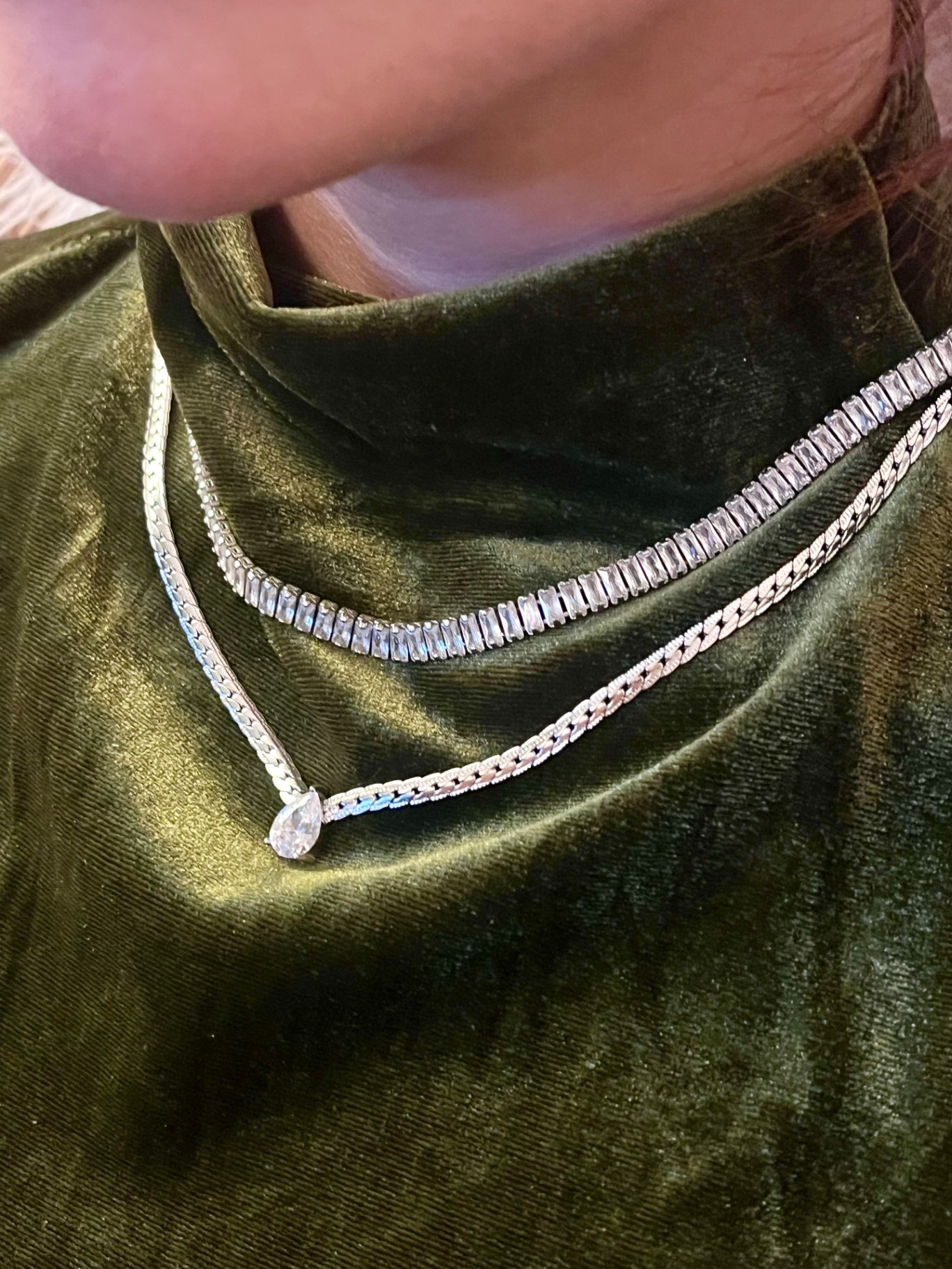 Silver Crystal Tennis Necklace 